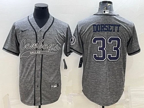 Baseball Jersey For International Teams-Men's Dallas Cowboys #33 Tony Dorsett Gray With Patch Cool Base Stitched Baseball Jersey