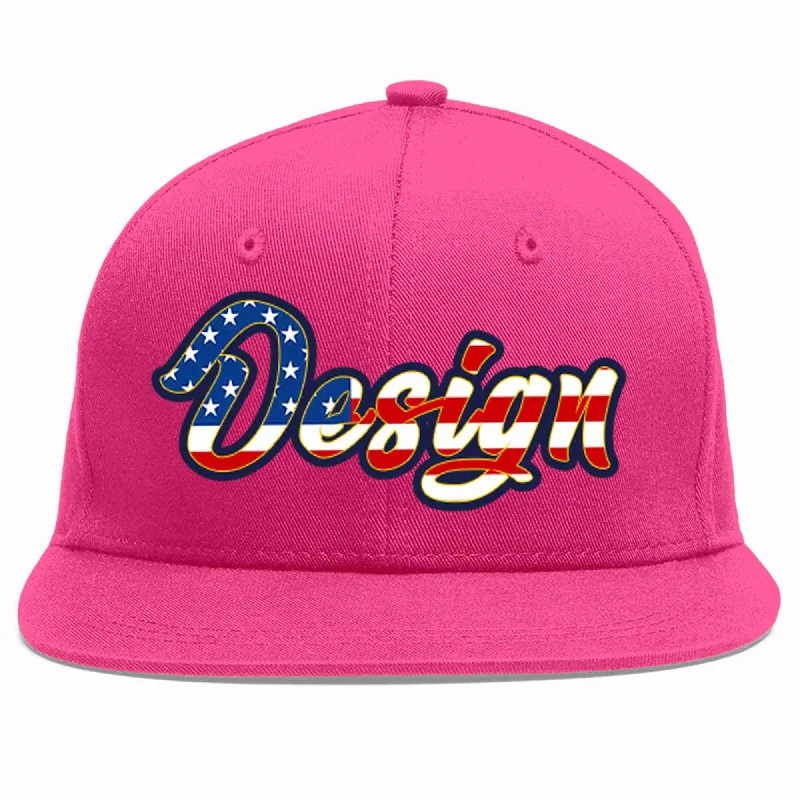 Baseball Cap For Fashion Forward Look-Custom Rose Red Vintage USA Flag-Gold Flat Eaves Sport Baseball Cap Design for Men/Women/Youth