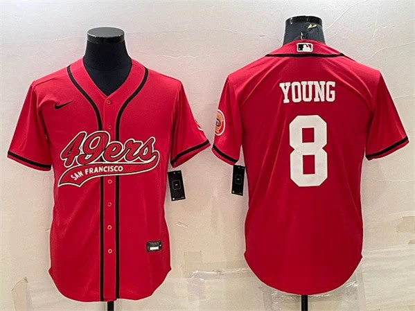 Baseball Jersey For Custom Orders-Men's San Francisco 49ers #8 Steve Young Red With Patch Cool Base Stitched Baseball Jersey