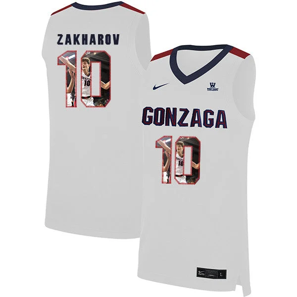 Football Jersey For Player Merchandise-Basketball Jersey For Player Merchandise-Gonzaga Bulldogs 10 Pavel Zakharov White Fashion College Basketball Basketball Jersey