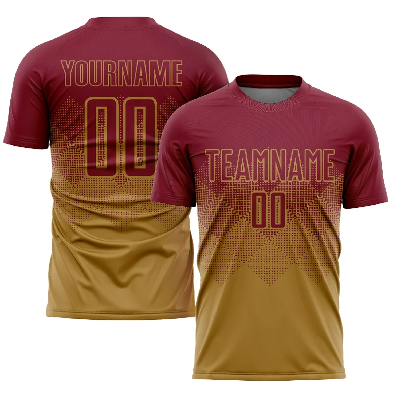 Football Jersey For Team Spirit-Custom Old Gold Crimson Sublimation Soccer Uniform Jersey