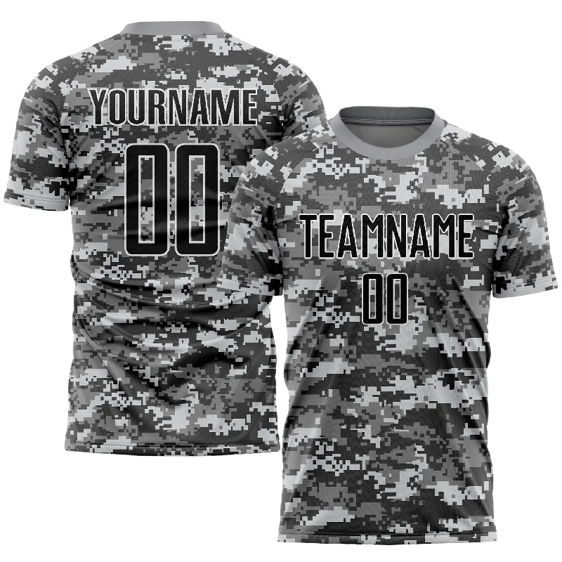 Football Jersey For Championship Teams-Custom Camo Black-Gray Sublimation Salute To Service Soccer Uniform Jersey