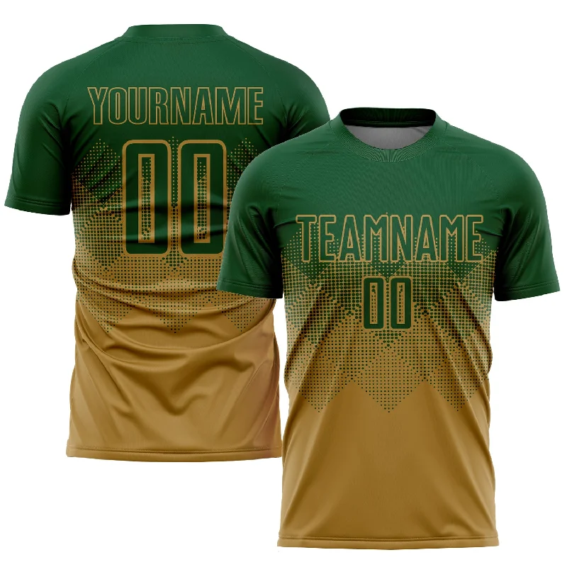 Football Jersey With Player Numbers-Custom Old Gold Green Sublimation Soccer Uniform Jersey