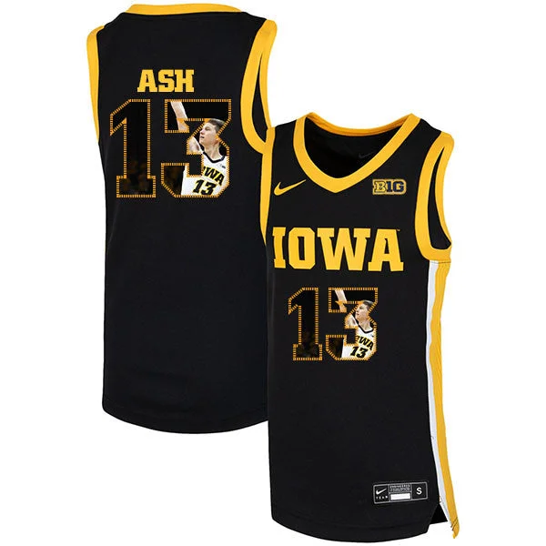 Football Jersey For Practice Sessions-Basketball Jersey For Practice Sessions-Iowa Hawkeyes 13 Austin Ash Black Basketball College Fashion Basketball Jersey