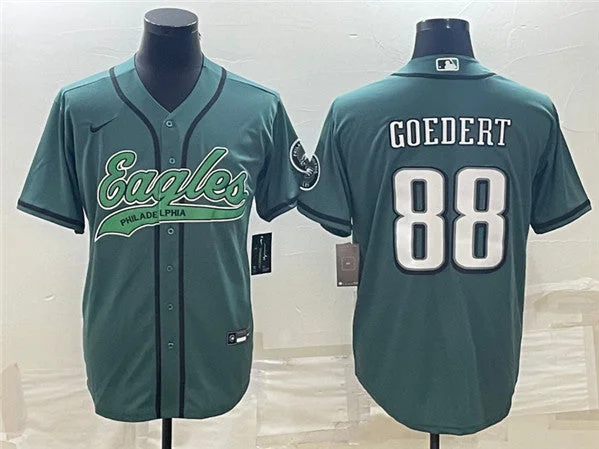 Baseball Jersey For Professional Teams-Men's Philadelphia Eagles #88 Dallas Goedert Green With Patch Cool Base Stitched Baseball Jersey