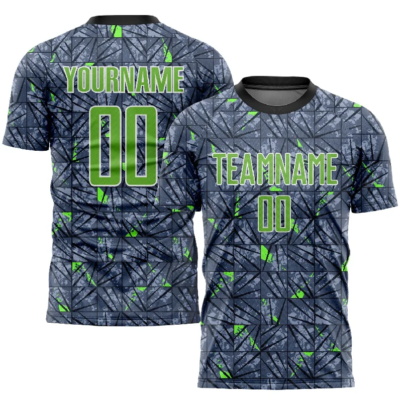 Football Jersey With Name And Number-Custom Gray Neon Green-Black Sublimation Soccer Uniform Jersey