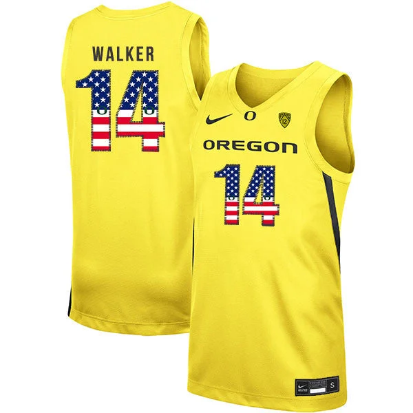 Football Jersey For Team Apparel-Basketball Jersey For Team Apparel-Oregon Ducks 14 C.J. Walker Yellow USA Flag College Basketball Basketball Jersey.jpeg