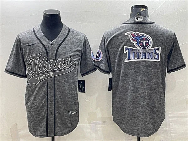 Baseball Jersey For Official Team Wear-Men's Tennessee Titans Gray Team Big Logo With Patch Cool Base Stitched Baseball Jersey