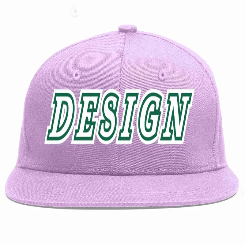 Baseball Cap With Lightweight Design-Custom Light Purple White-Kelly Green Flat Eaves Sport Baseball Cap Design for Men/Women/Youth