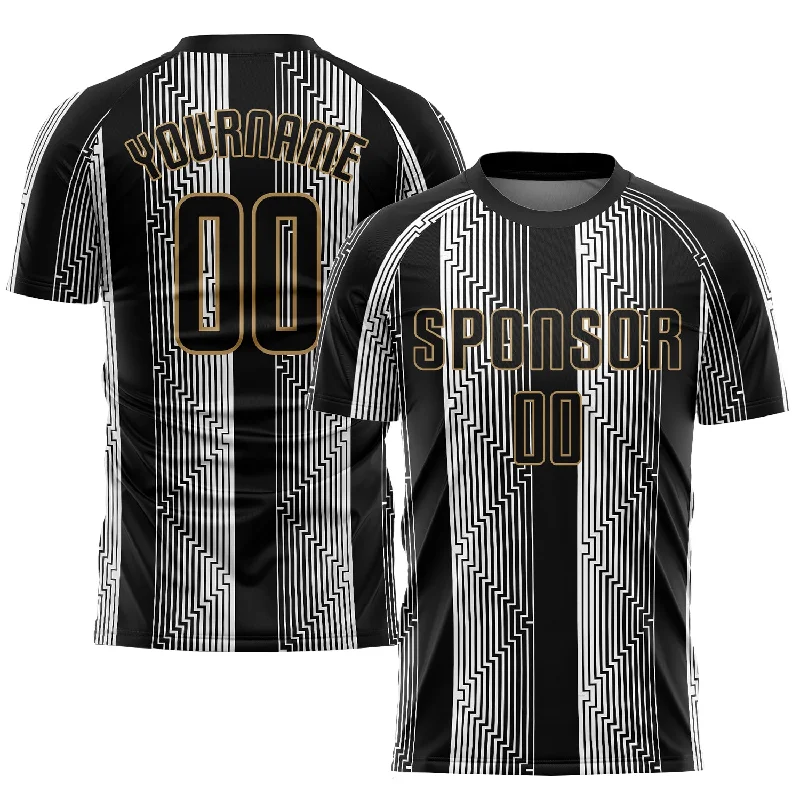 Football Jersey For Sports Merchandise-Custom Black Black-Old Gold Sublimation Soccer Uniform Jersey