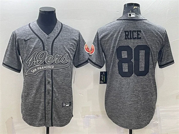 Baseball Jersey For Comfortable Wear-Men's San Francisco 49ers #80 Jerry Rice Gray With Patch Cool Base Stitched Baseball Jersey