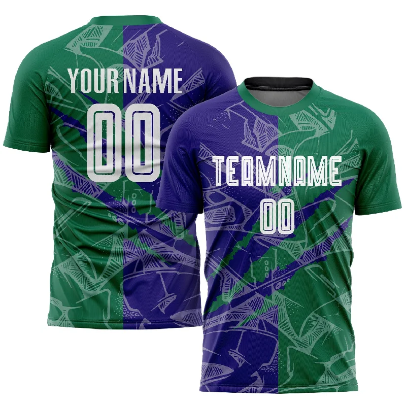 Football Jersey For Custom Branding-Custom Graffiti Pattern Dark Purple-Kelly Green Scratch Sublimation Soccer Uniform Jersey