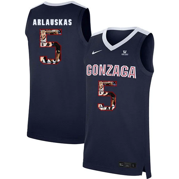 Football Jersey For Major League Fans-Basketball Jersey For Major League Fans-Gonzaga Bulldogs 5 Martynas Arlauskas Navy Fashion College Basketball Basketball Jersey