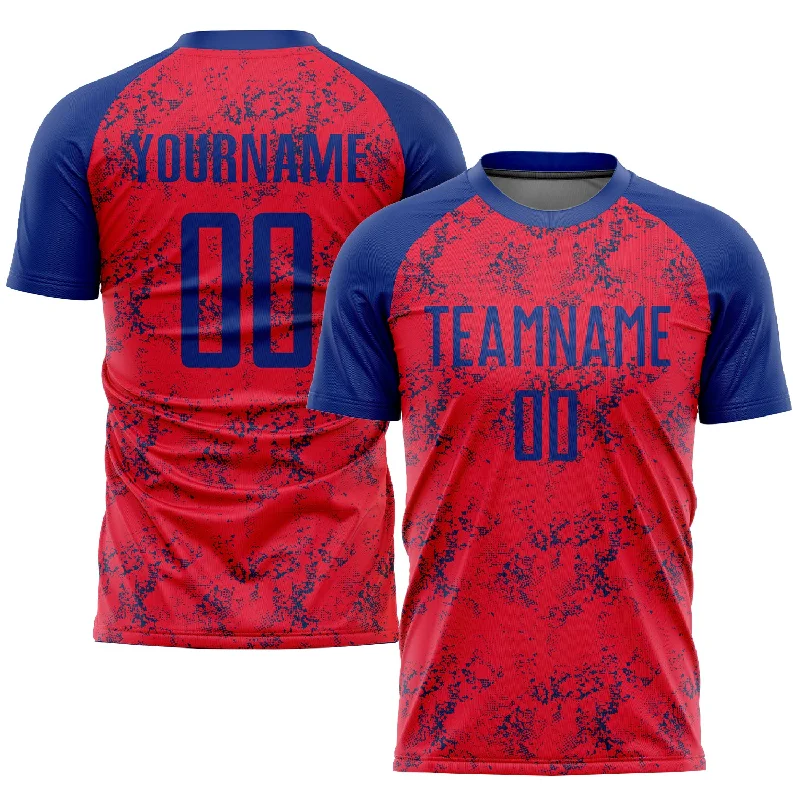 Football Jersey For Promotional Events-Custom Red Royal Sublimation Soccer Uniform Jersey