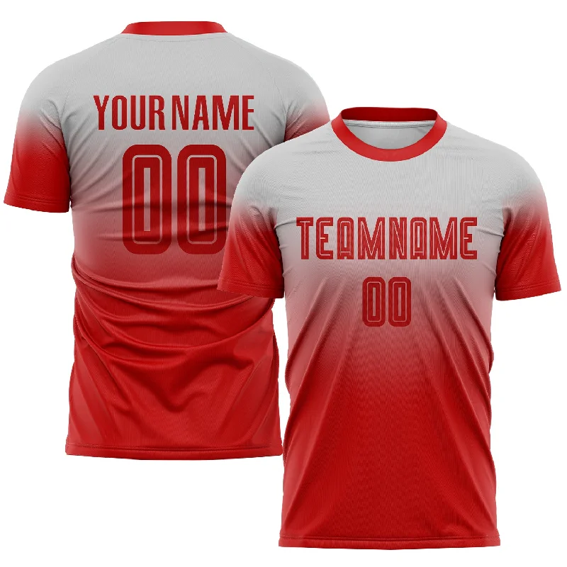 Football Jersey For High Impact Sports-Custom Gray Red Sublimation Fade Fashion Soccer Uniform Jersey