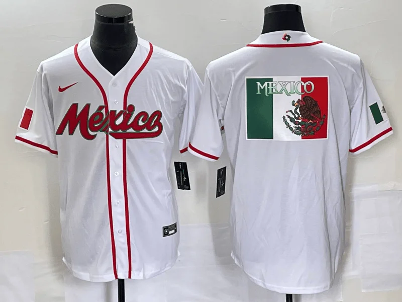 Baseball Jersey For Competitive Teams-Men's Mexico Baseball 2023 White World Baseball Classic Team Big Logo Stitched Jersey