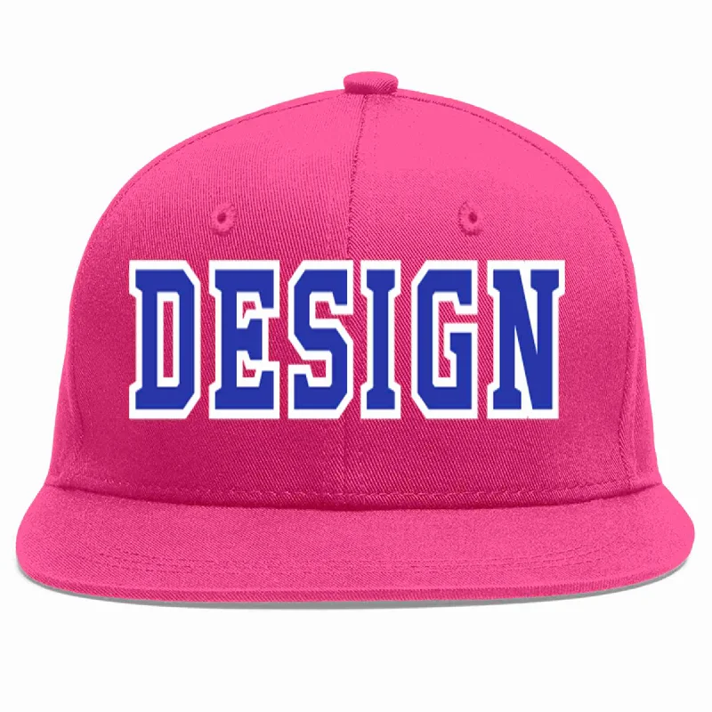 Baseball Cap With Creative Graphics-Custom Rose Red Royal-White Flat Eaves Sport Baseball Cap Design for Men/Women/Youth