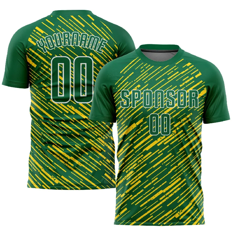 Football Jersey For Sports Teams-Custom Kelly Green Kelly Green-Gold Sublimation Soccer Uniform Jersey