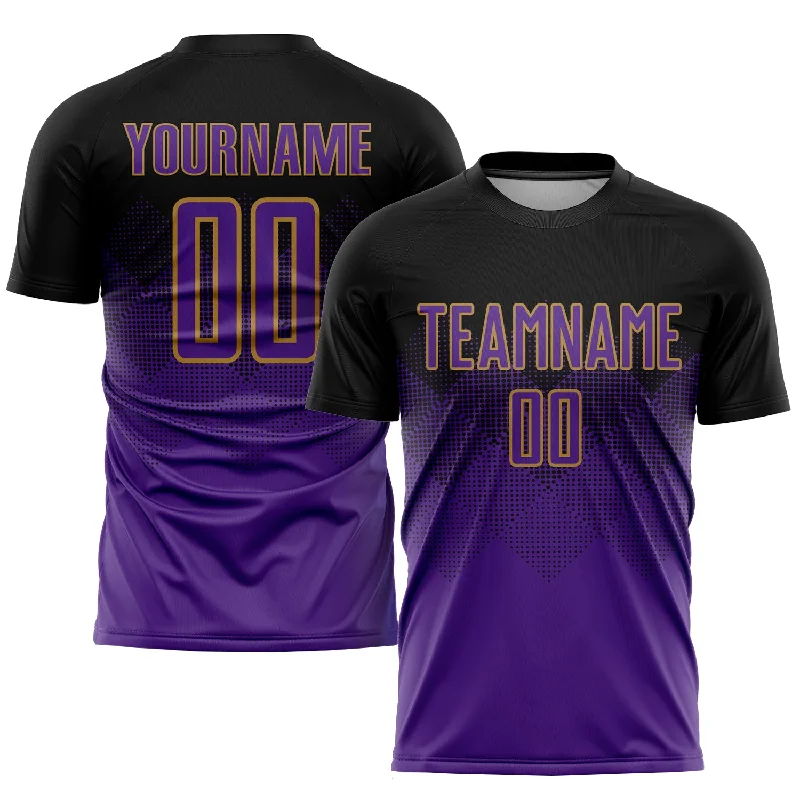 Football Jersey For Championship Gifts-Custom Black Purple-Old Gold Sublimation Soccer Uniform Jersey