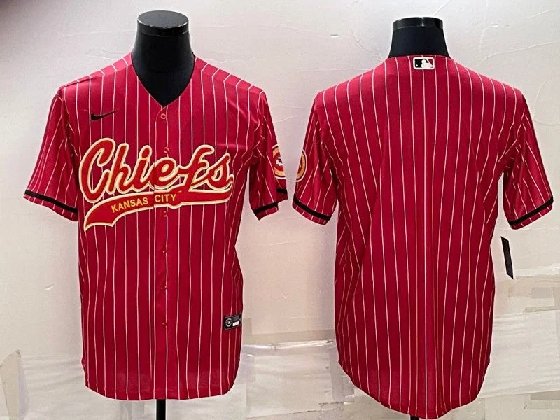 Baseball Jersey With Logo-Men's Kansas City Chiefs Blank Red With Patch Cool Base Stitched Baseball Jersey