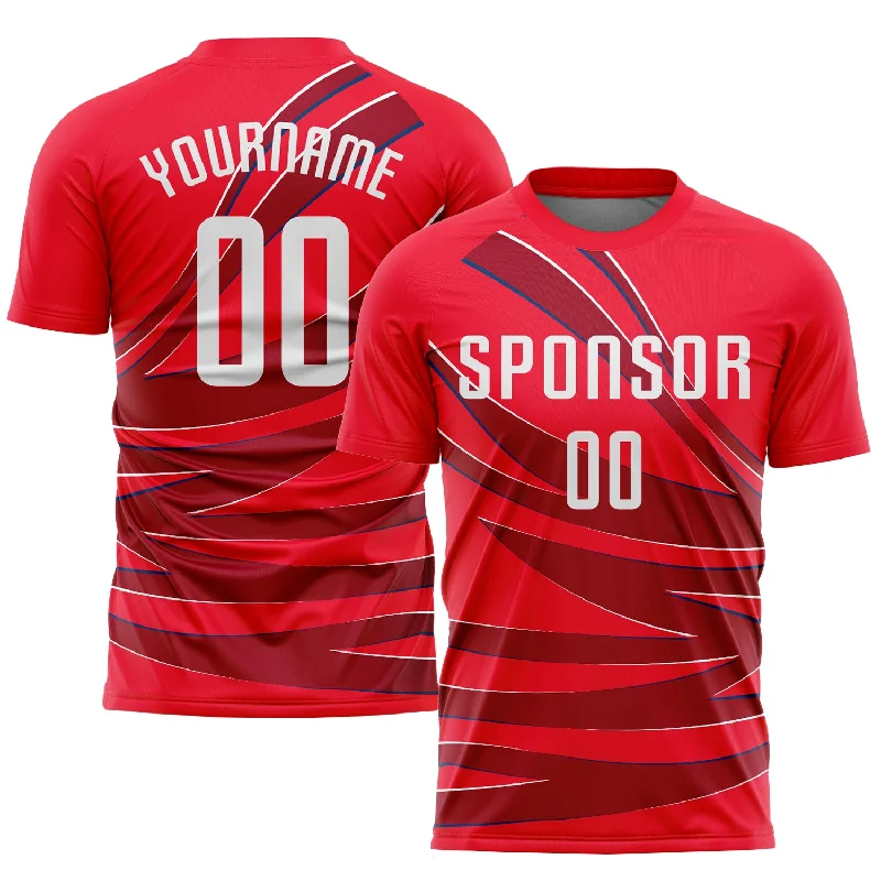 Football Jersey For Custom Logo Placement-Custom Red White Sublimation Soccer Uniform Jersey