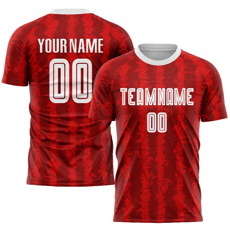 Football Jersey With Padded Inserts-Custom Red White-Black Sublimation Soccer Uniform Jersey