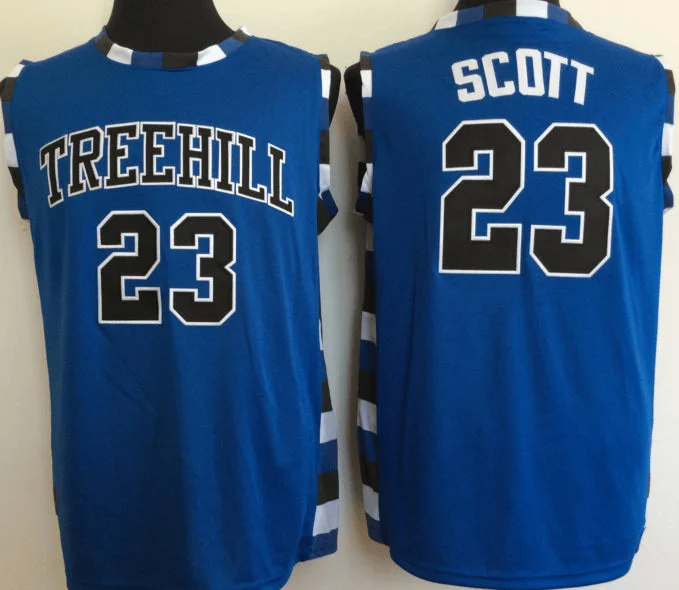 Football Jersey For Fundraising Projects-Basketball Jersey For Fundraising Projects-One Tree Hill Ravens 23 Nathan Scott Blue College Basketball Basketball Jersey