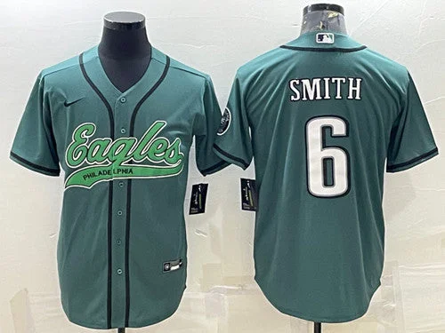 Baseball Jersey For Game Play-Men's Philadelphia Eagles #6 DeVonta Smith Green With Patch Cool Base Stitched Baseball Jersey