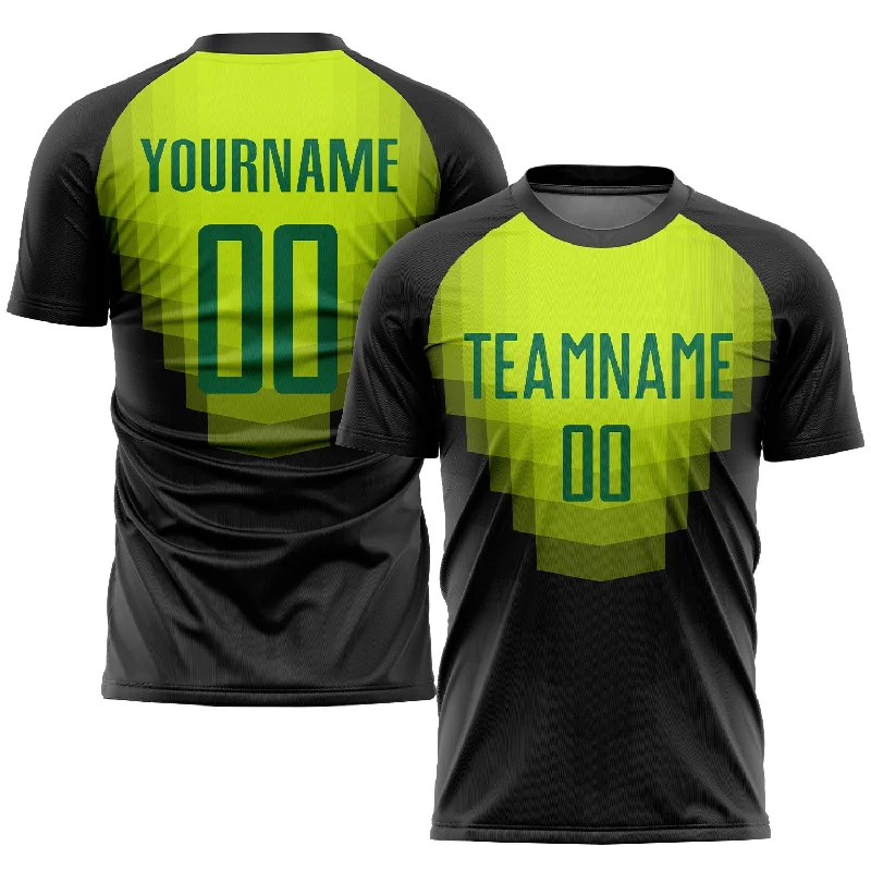 Football Jersey For Personalized Numbering-Custom Black Kelly Green Sublimation Soccer Uniform Jersey