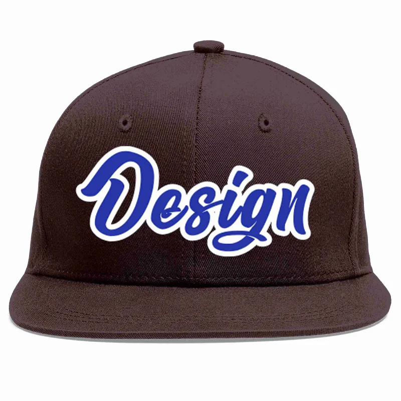 Baseball Cap For Cool Accessories-Custom Brown Royal-White Flat Eaves Sport Baseball Cap Design for Men/Women/Youth