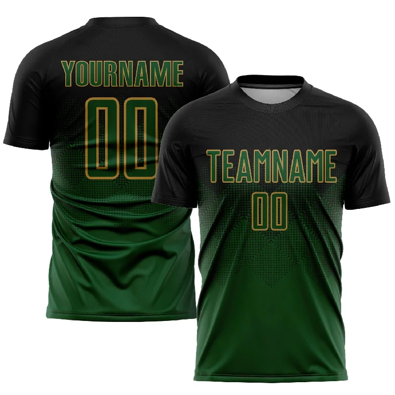 Football Jersey For Custom Sports Apparel-Custom Black Green-Old Gold Sublimation Soccer Uniform Jersey