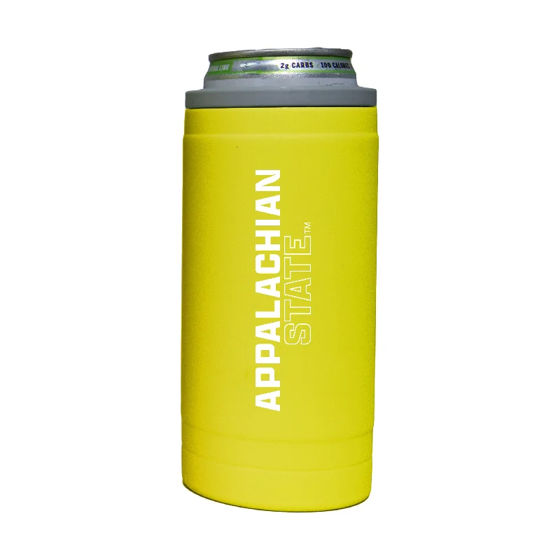 Custom Team Mug With Personalized Graphics-Appalachian State 12oz Cru Stacked Soft Touch Slim Coolie