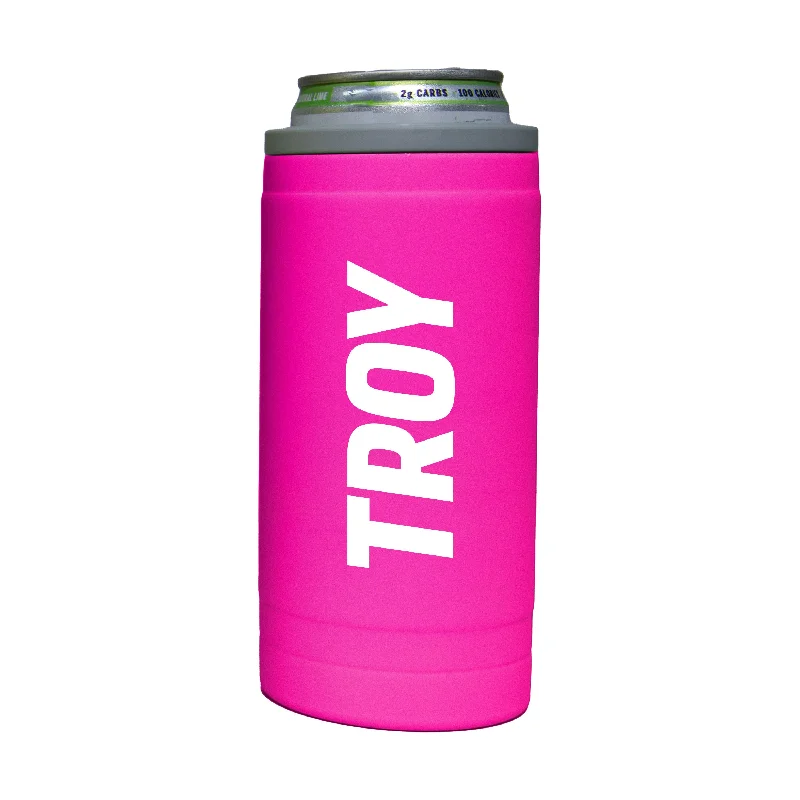 Team Mug With Team Colors-Troy 12oz Electric Stacked Soft Touch Slim Coolie