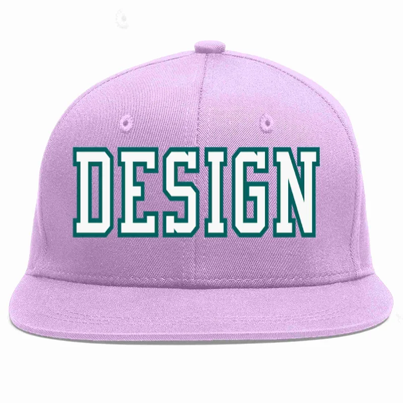 Baseball Cap For Retro Look-Custom Light Purple White-Aqua Flat Eaves Sport Baseball Cap Design for Men/Women/Youth