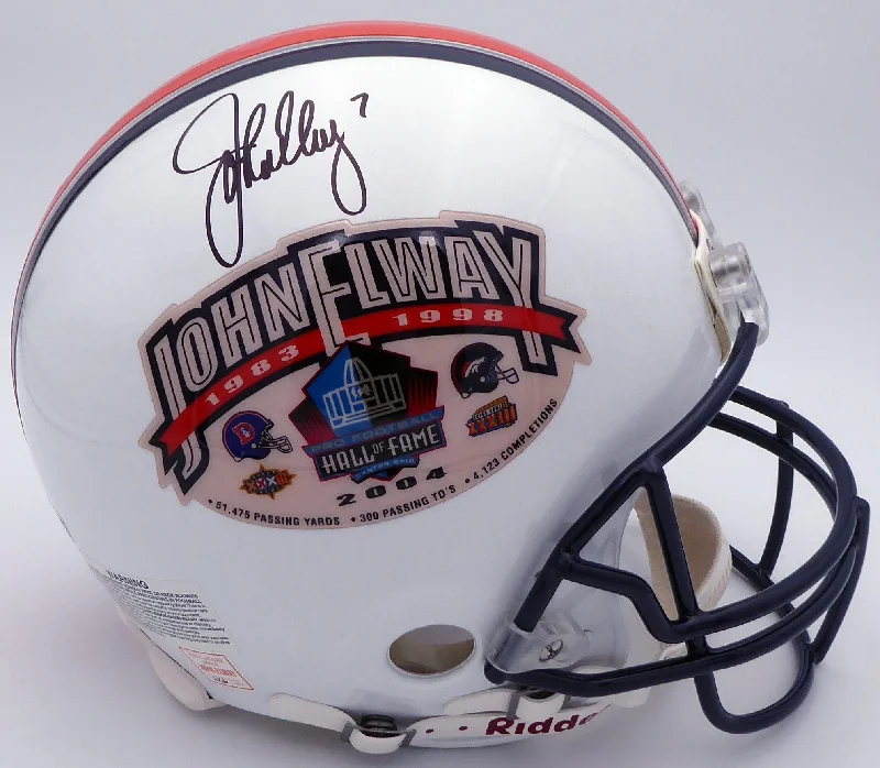 Rugby Helmet With High-Impact Resistance-John Elway Autographed Denver Broncos Full Size Authentic Hall Of Fame Logo Helmet Beckett BAS #BB79352