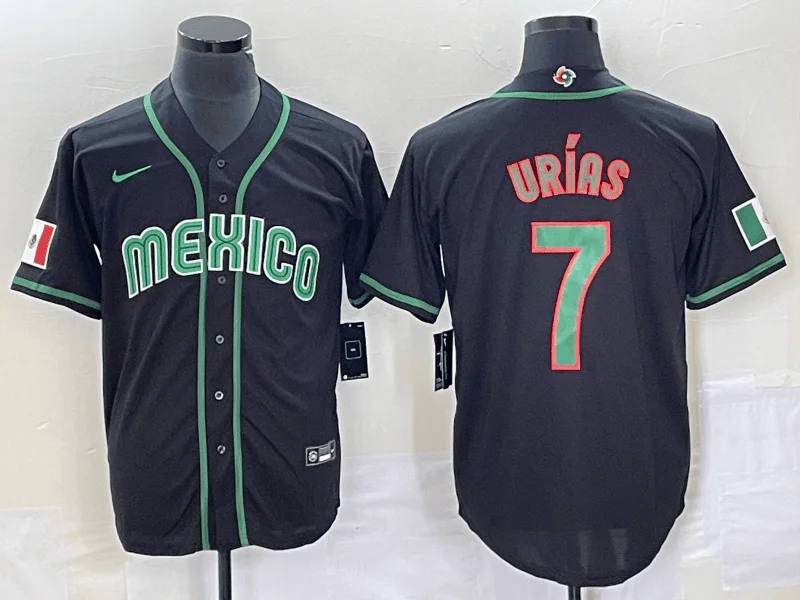 Baseball Jersey For Player Merchandise-Men's Mexico Baseball #7 Julio UrÃ­as 2023 Black World Baseball Classic Stitched Jersey