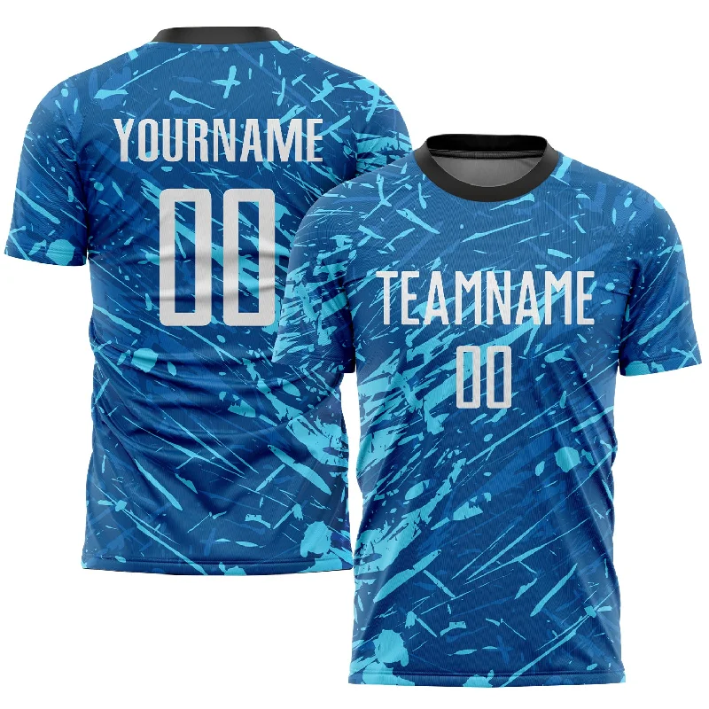 Football Jersey For Championship Gifts-Custom Royal White-Light Blue Sublimation Soccer Uniform Jersey