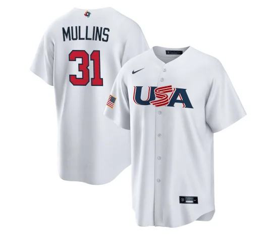 Baseball Jersey For Competitive Events-Men's USA Baseball #31 Cedric Mullins 2023 White World Baseball Classic Stitched Jersey