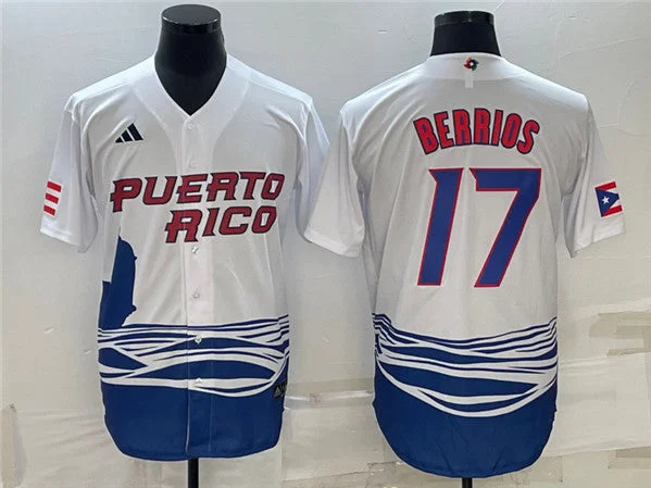 Baseball Jersey For Team Wearables-Men's Dominican Republic Baseball #17 JosÃ© BerrÃ­os 2023 White World Baseball Classic Stitched Jersey