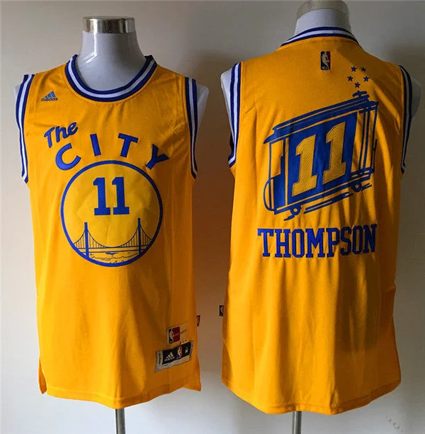 Football Jersey For Custom Branding-Basketball Jersey For Custom Branding-Warriors 11 Klay Thompson Yellow Cityscape Swingman Basketball Jersey