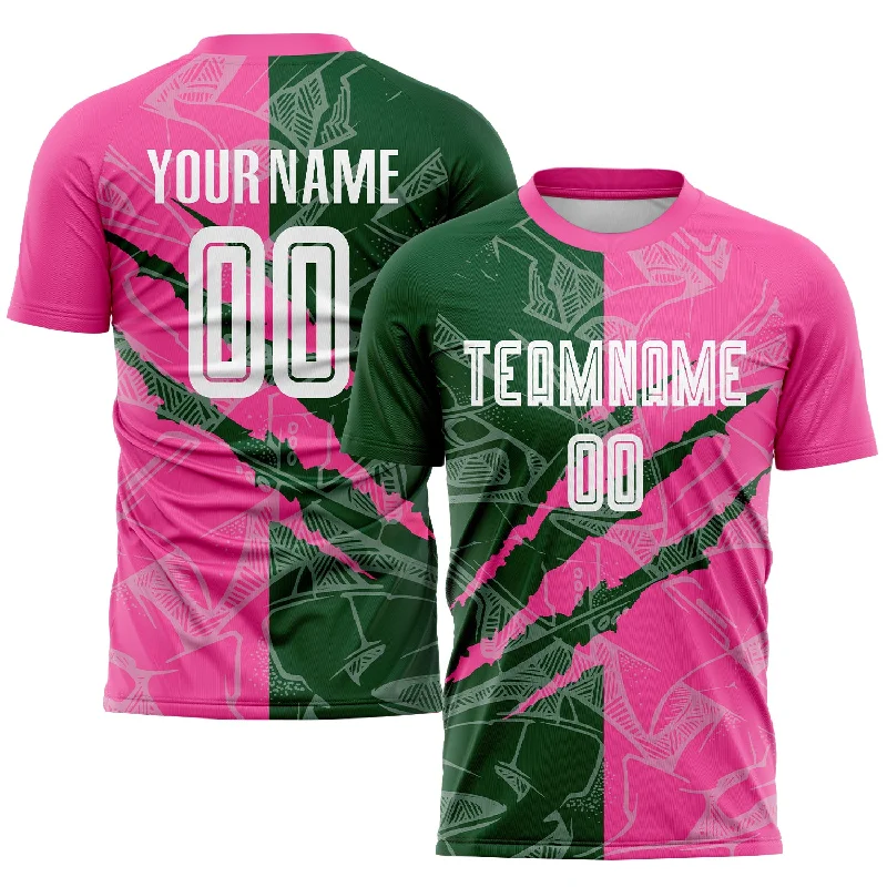 Football Jersey For Pre-Game Preparation-Custom Graffiti Pattern Green-Pink Scratch Sublimation Soccer Uniform Jersey