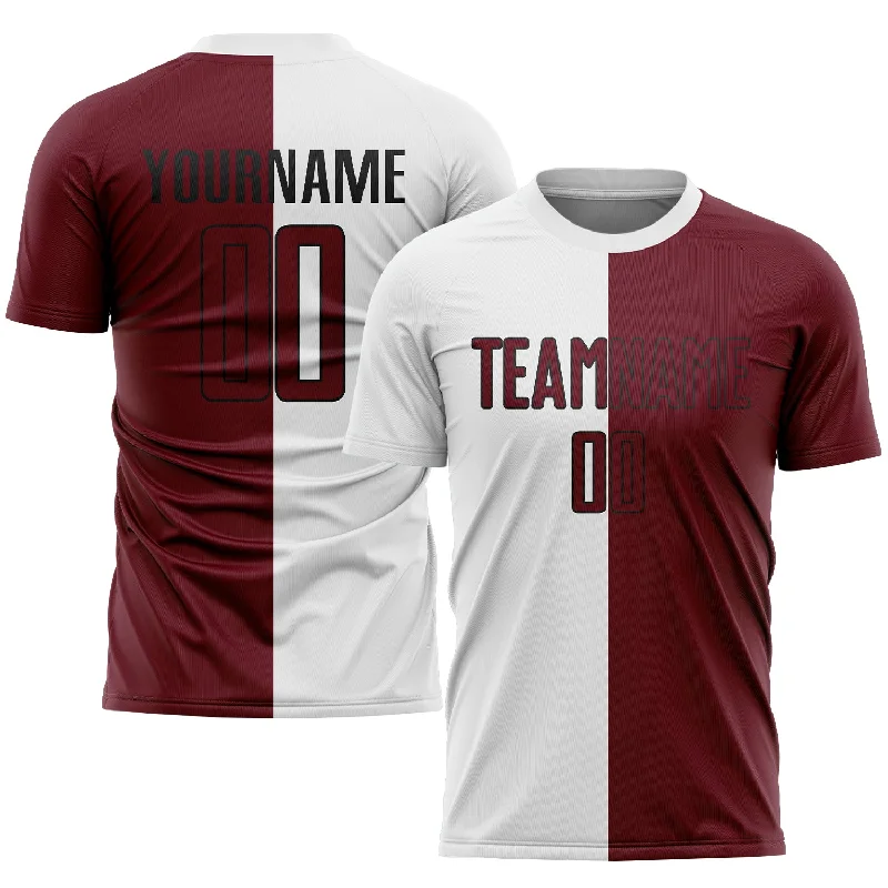 Football Jersey For Fans And Supporters-Custom White Crimson-Black Sublimation Split Fashion Soccer Uniform Jersey