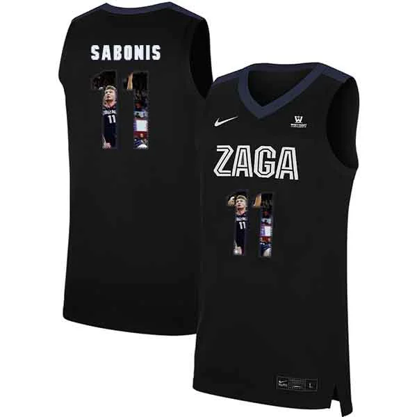 Football Jersey For Comfortable Wear-Basketball Jersey For Comfortable Wear-Gonzaga Bulldogs 11 Domantas Sabonis Black Fashion College Basketball Basketball Jersey