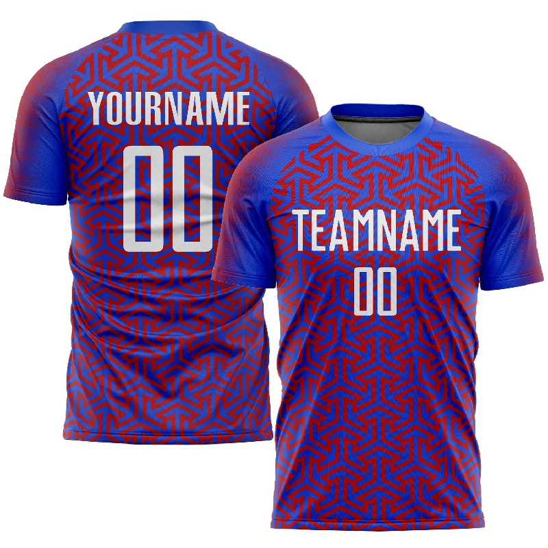 Football Jersey For Fan Support Gear-Custom Royal White-Red Sublimation Soccer Uniform Jersey