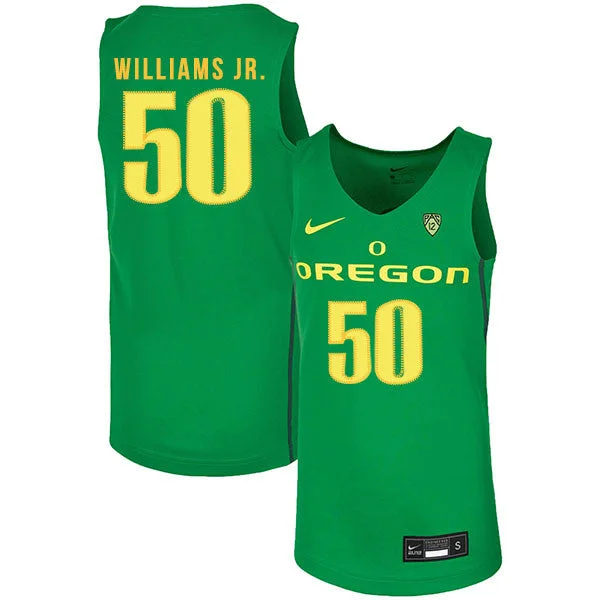 Football Jersey With Name And Number-Basketball Jersey With Name And Number-Oregon Ducks 50 Eric Williams Jr. Green College Basketball Basketball Jersey.jpeg