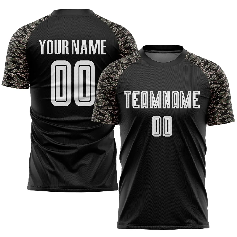 Football Jersey For Fan Merchandise-Custom Black White-Camo Sublimation Soccer Uniform Jersey