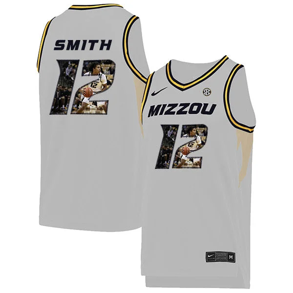 Football Jersey With Personalized Text-Basketball Jersey With Personalized Text-Missouri Tigers 12 Dru Smith White Fashion College Basketball Basketball Jersey