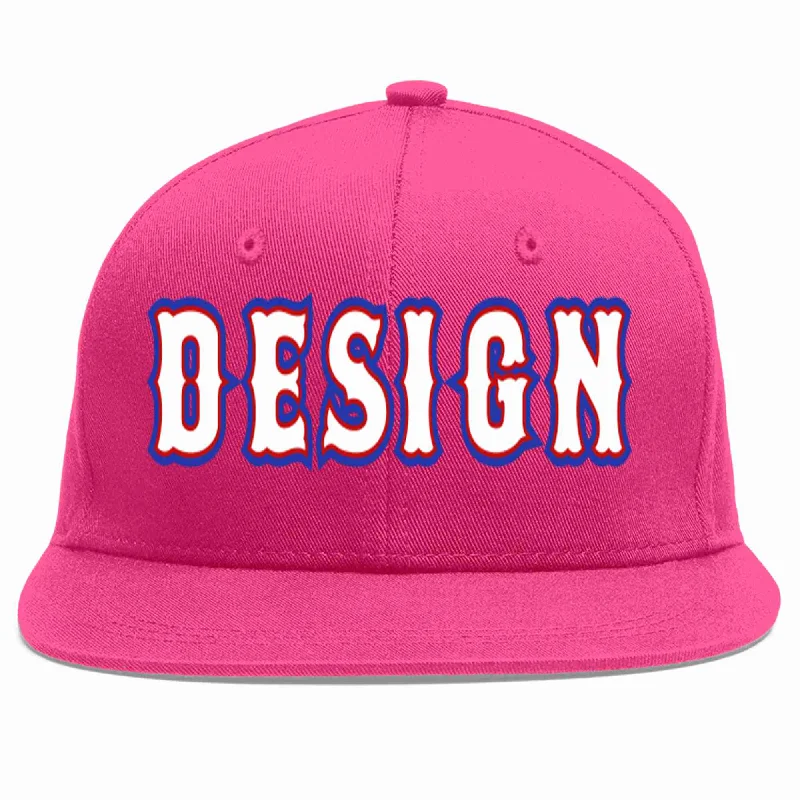 Baseball Cap With Artistic Designs-Custom Rose Red White-Red Flat Eaves Sport Baseball Cap Design for Men/Women/Youth