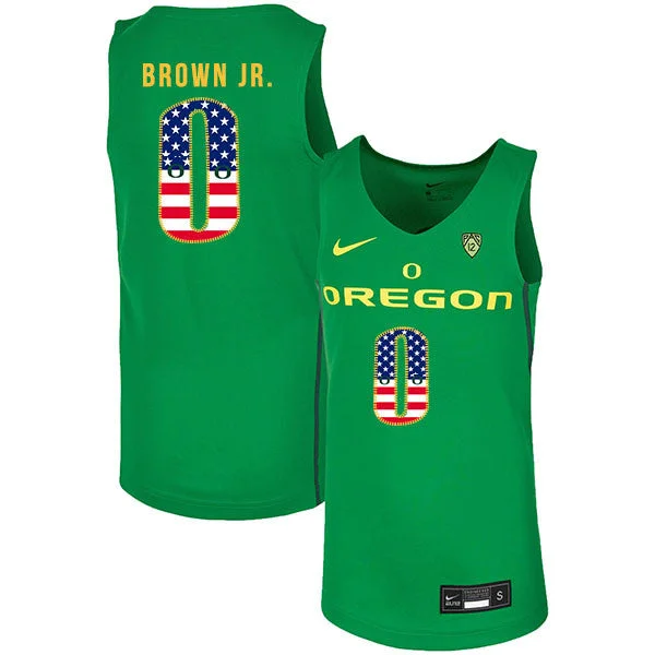 Football Jersey For Pre-Season Training-Basketball Jersey For Pre-Season Training-Oregon Ducks 0 Troy Brown Jr. Green USA Flag College Basketball Basketball Jersey.jpeg