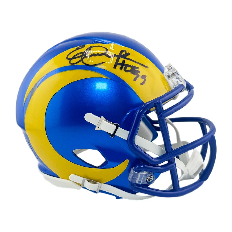 Rugby Helmet For Sports Team Use-Eric Dickerson Signed HOF 99 Inscription Los Angeles Rams Speed Mini Football Helmet (Beckett)